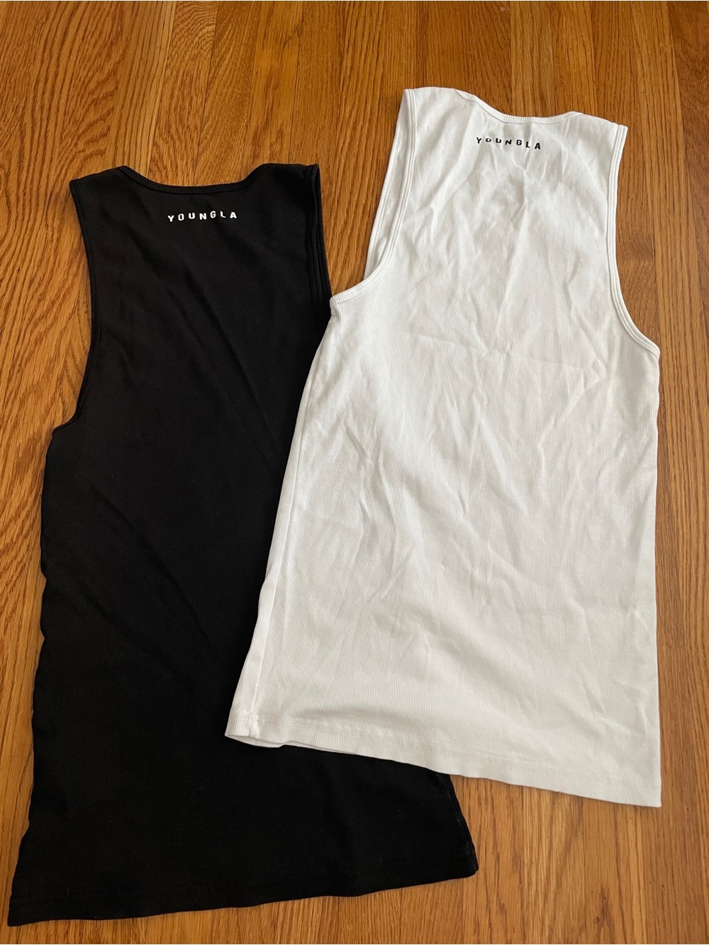 2 YoungLA White Black Ribbed Muscle Tank Top - XXL